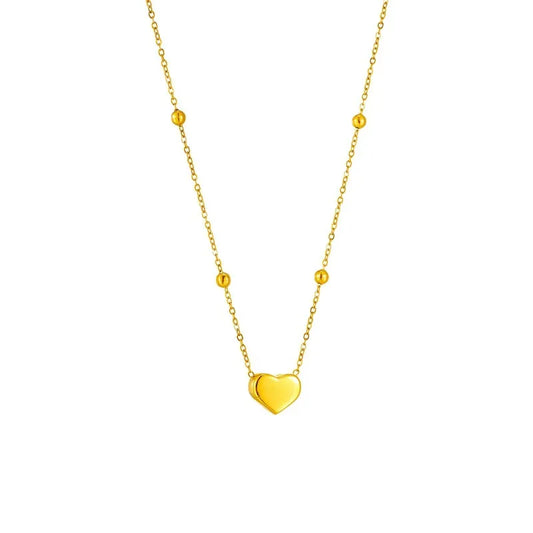 Waterproof Heart Bead Chain Necklace and Bracelet Set