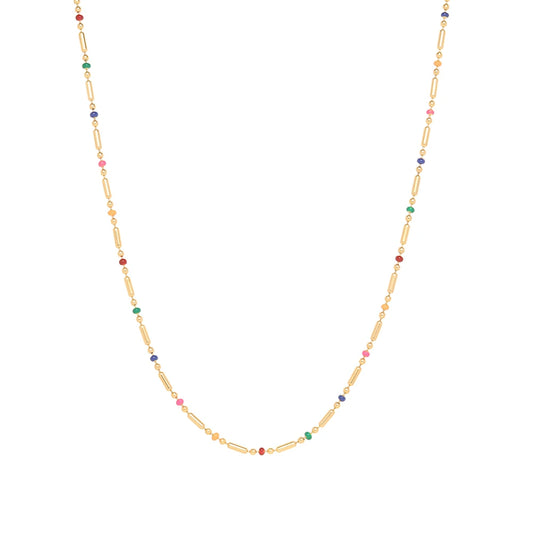 Waterproof Rainbow Boho Necklace in 18K Gold Plated Stainless Steel