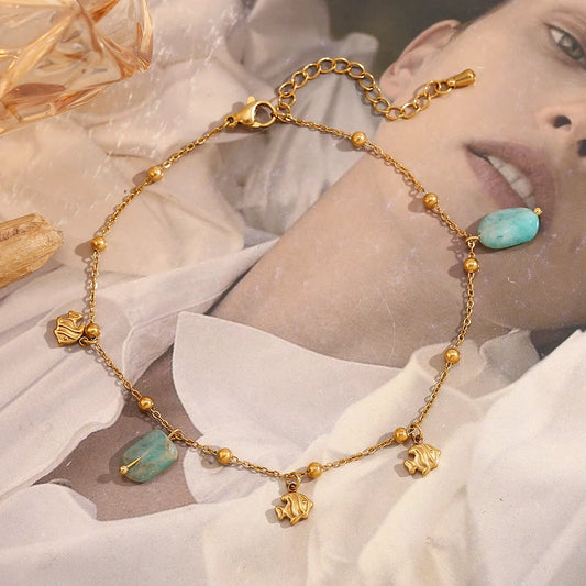 Waterproof Charming Fish Pendant Anklet - 18K Gold Plated