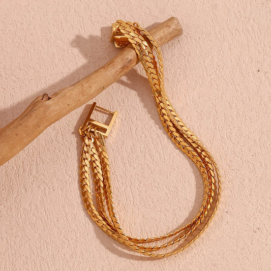 Waterproof Elegant Triple Layer Gold Bracelet - 18K Gold Plated