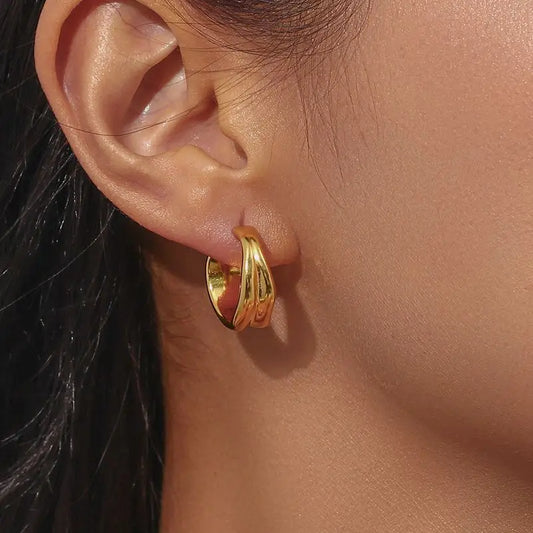 Waterproof Classic Gold Hoop Earrings - 18K Gold Plated