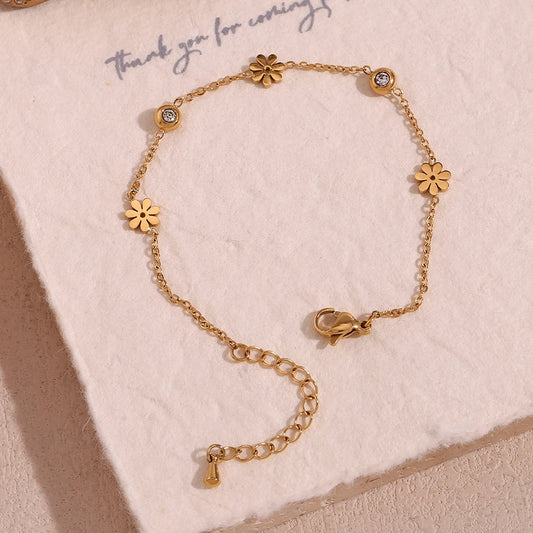 Waterproof Flower Bracelet - 18K Gold Plated