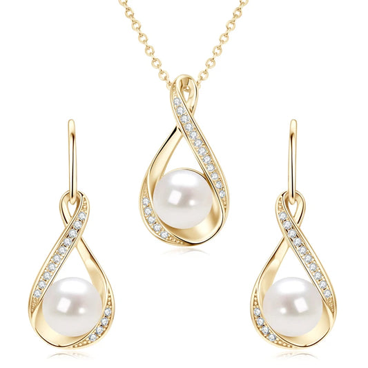 Radiant Elegance – Freshwater Pearl & Moissanite Sterling Silver Set