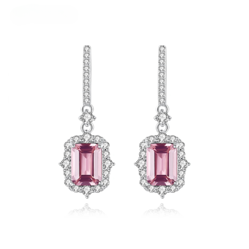 Women's 925 selling Silver Natural Pink Morganite Earrings