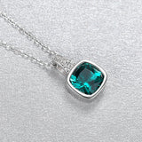 Emerald Pendant Necklace in Sterling Silver - Love's Emerald Embrace