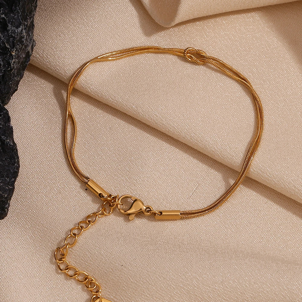 Waterproof Double Layered Snake Chain Bracelet - 18K Gold Plated