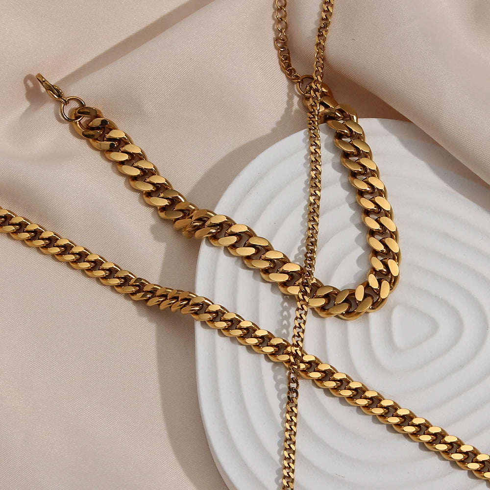 Waterproof Cuban Chain Anklet 18K Gold Plated