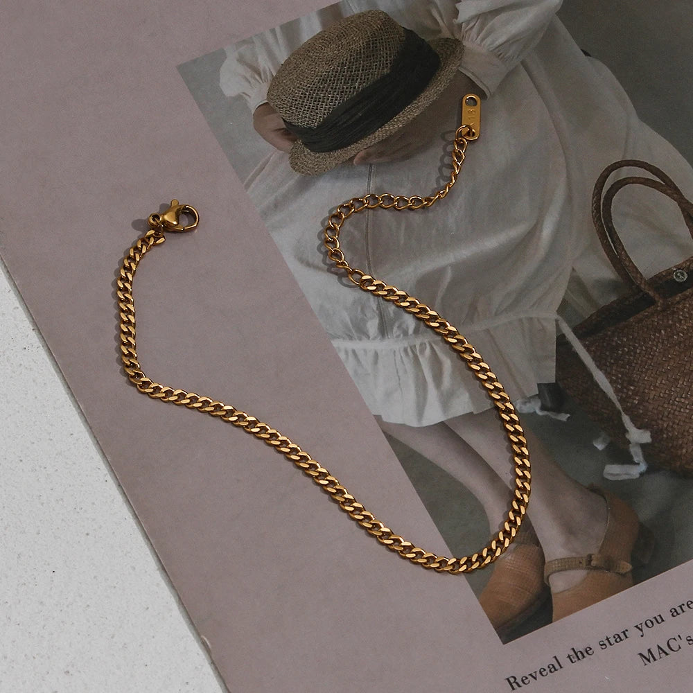 18K_Gold_Plated_Waterproof_Cuban_Chain_Anklet_2.5mm