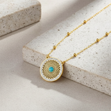 Waterproof Turquoise Leaf Necklace 18K Gold Plated
