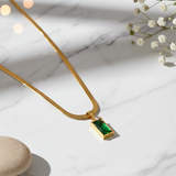 Waterproof Elegant Green Zircon Necklace – 18K Gold Plated
