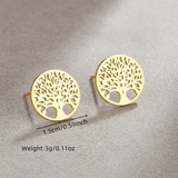 Waterproof Golden Tree of Life Necklace & Earrings Set –  18K Gold Plated