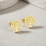 Waterproof Golden Tree of Life Earrings  18K Gold Plated