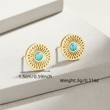 Waterproof Turquoise Leaf Necklace & Earrings Set - 18K Gold Plated