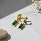 Waterproof Elegant Green Zircon Necklace & Earrings Set – 18K Gold Plated