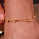 Waterproof Double Layer Anklet with square beads in 18K Gold Plated