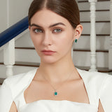 Square Emerald Stud Earrings in Sterling Silver- Love's Verdant Whisper
