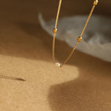 Waterproof Freshwater Pearl and Gold Bead Necklace in 18K Gold-Plated Stainless Steel