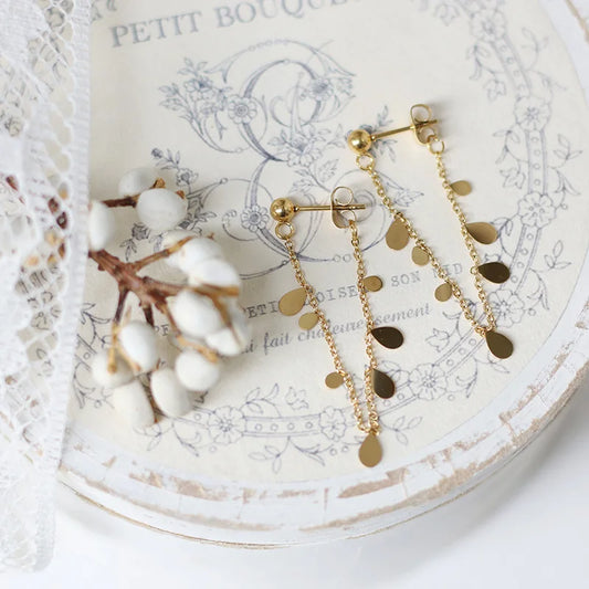 Waterproof Fringe Chain Earrings in 18K Gold-Plated Stainless Steel