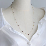 Mode Wearing Waterproof Gold Bead & Garnet Necklace in 18K Gold Plated Stainless steel