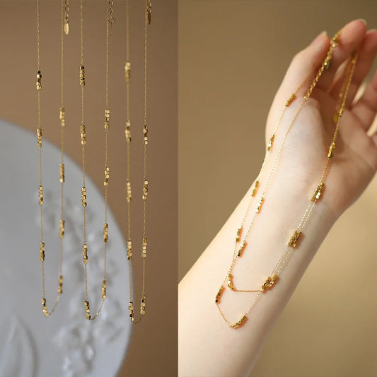 Elegant Gold Geometric Necklace Titanium Steel