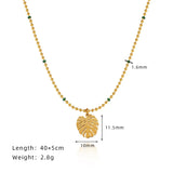 Waterproof Gold Leaf Pendant Necklace in 18K Gold Plated Stainless Steel