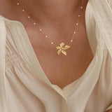 Gold Petal Pendant Necklace in 18K Gold-Plated Stainless Steel