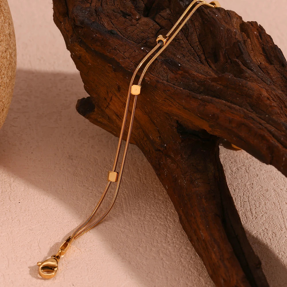  18K Gold Plated Waterproof Double Layer Anklet