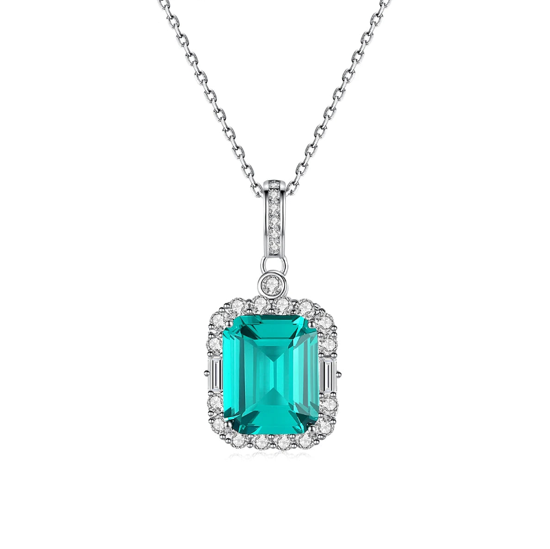 Noble Emerald Pendant Necklace in Silver - Love's Verdant Whisper