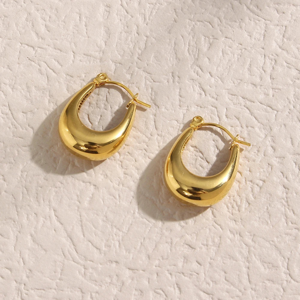 Waterproof U-Shape Hoop Earrings - 18K Gold Plated