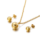Waterproof Elegant Gold & Silver Ball Pendant and Earrings Set