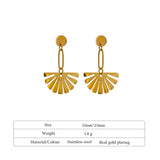 Waterproof Petal Fan Flower Drop Earrings - 18K Gold Plated