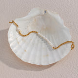 Waterproof Freshwater Pearl & Woven Chain Bracelet - 18K Gold Plated