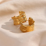 Waterproof Wide Hoop Earrings - 18K Gold