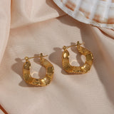 Waterproof Sculpted Wavy Hoop Earrings - 18K Gold Plated
