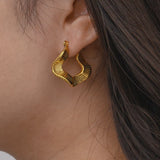 Waterproof Sculpted Wavy Hoop Earrings - 18K Gold Plated