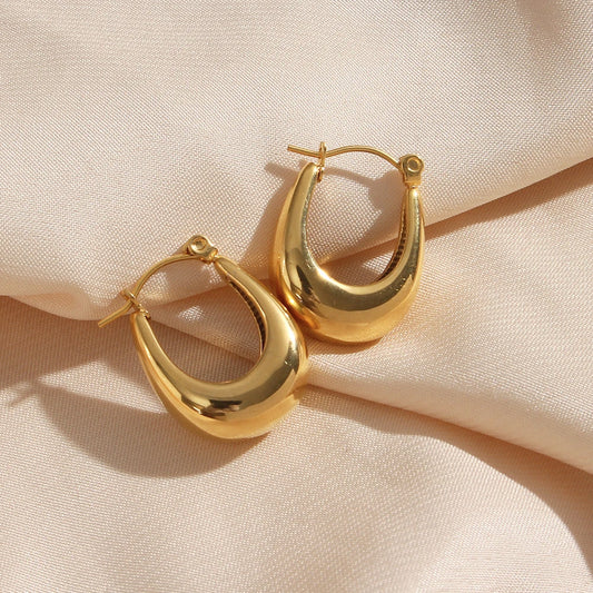 Waterproof U-Shape Hoop Earrings - 18K Gold Plated