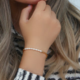 Waterproof Freshwater Pearl & Woven Chain Bracelet - 18K Gold Plated