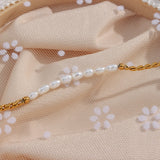 Waterproof Freshwater Pearl & Woven Chain Bracelet - 18K Gold Plated