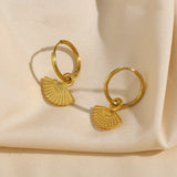 Waterproof Bohemian Fan Charm Hoop Earrings - 18K Gold Plated