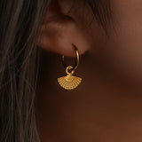 Waterproof Bohemian Fan Charm Hoop Earrings - 18K Gold Plated