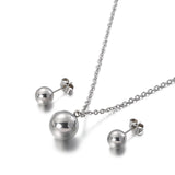 Waterproof Elegant Gold & Silver Ball Pendant and Earrings Set