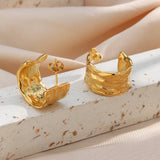 Waterproof Wide Hoop Earrings - 18K Gold