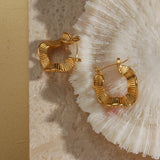 Waterproof Sculpted Wavy Hoop Earrings - 18K Gold Plated