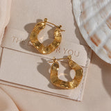 Waterproof Sculpted Wavy Hoop Earrings - 18K Gold Plated