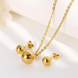 Waterproof Elegant Gold & Silver Ball Pendant and Earrings Set