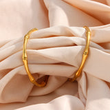 LillyFleur Waterproof Minimalist Gold Bamboo Hoop Earrings - 18K Gold Plated