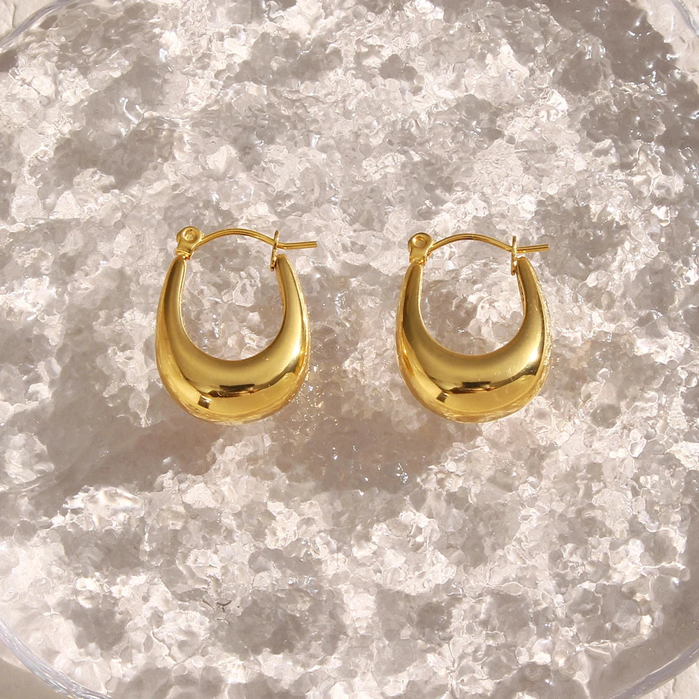 Waterproof U-Shape Hoop Earrings - 18K Gold Plated