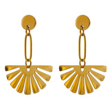 Waterproof Petal Fan Flower Drop Earrings - 18K Gold Plated