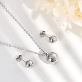 Waterproof Elegant Gold & Silver Ball Pendant and Earrings Set