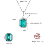 23mm Square Emerald Pendant Necklace in Sterling Silver - Love's Verdant Whisper